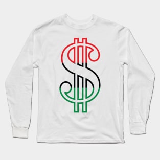 Dollar Sign (Red, Black & Green) Long Sleeve T-Shirt